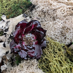 Deep Red Rose-Real Flower Necklace Custom Handmade Resin Necklace, Botanical Pendent