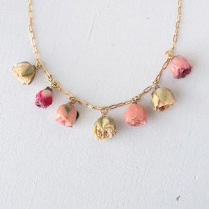 Real Rosebud Necklace | Preserved Rose Pendant Necklace | Dried Flower Jewelry | Handmade Resin Flower Necklace | Romantic Gift for Her